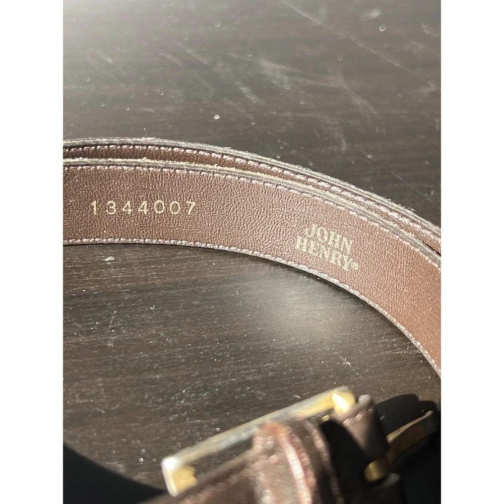 Vintage John Henry Brown‎ Leather Belt Men's Size 36-50 Made in Uruguay Classic